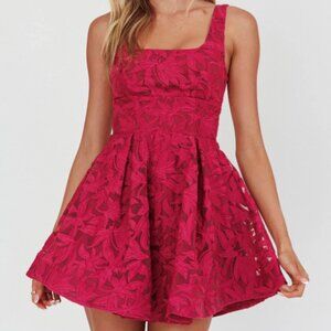 NWT Fuchsia A-Line Floral Embroidered Mini Dress